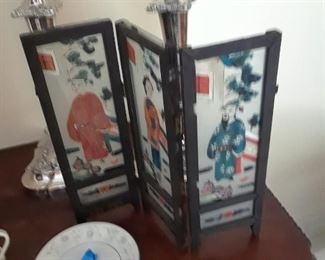 Japanese screen, hand-painted panels