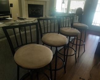 Set of 4 barstools, metal w/ cushioned seats