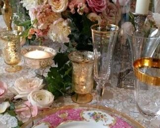Thousands of pieces of tabletop decor, accessories and vessels in glass, crystal, silver, iron, brass, gold. 