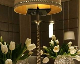 Lamp shades and bases in many styles, shapes and sizes. Reflective bubble glass and frosted glass votives and candle vessels. 
