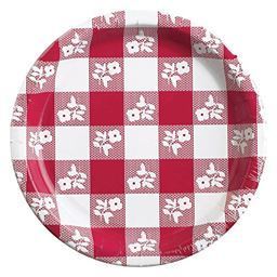 Creative Converting 10-1/4 Inch Red Gingham Paper Plates, 8 Count (Pack of 2)