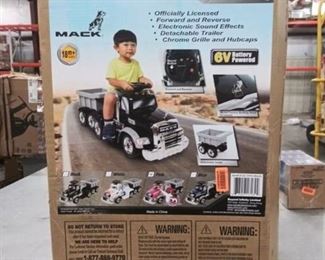 6V Ride On Mack Truck with Trailer in Pink, Battery Powered