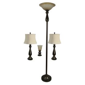 Uplight Accent 4-piece Bronze Lamp Set With Fabric Shades Home Decor Lighting