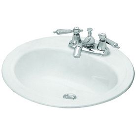 Briggs Homer White Porcelain Decor Enameled Steel Round Bathroom Sink Overflow