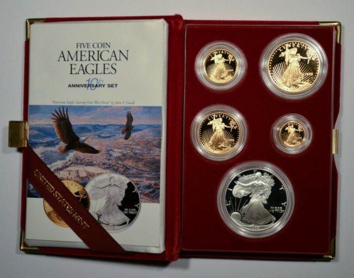 Five Coin American Eagles 10th Anniversary Set