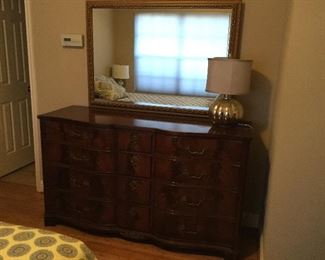 Vintage Mahogany Triple Dresser with Mirror