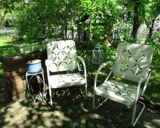 Vintage Metal Arm Outdoor Chairs