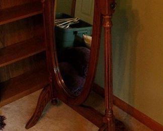 Vintage standing oval dressing mirror