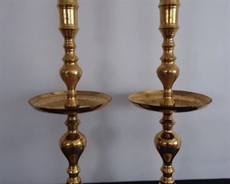 Two Floor Standing Brass Candle Holders