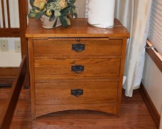 Side Table W/Drawers, Lamp, Floral Piece