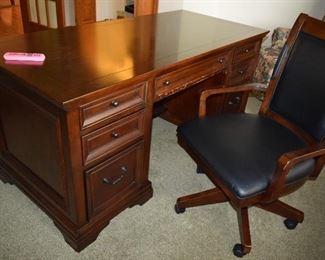 Leather Desk Chair on Wheels
