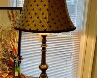 Table lamp with bee shade.