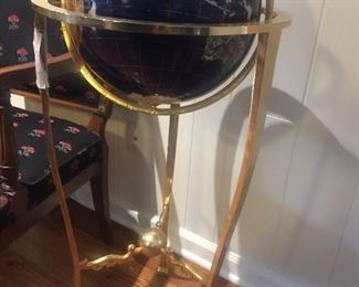 Lapis globe with brass stand/base