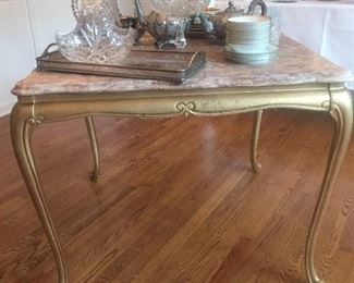 Marble topped square painted table
