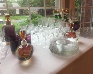 Blown glass bottles with glass stoppers
