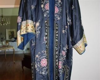 Antique Old Chinese silk robe, front opening