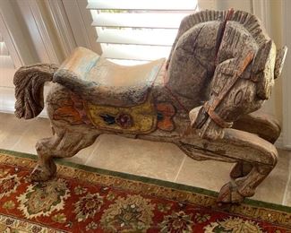 Antique Mexican hand carved carousel horse