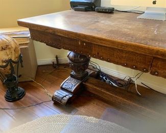 Spanish oak top trestle desk, 19th century ( 1800s )