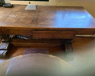Spanish oak top trestle desk, 19th century ( 1800s )