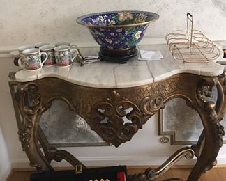 Antique marble-top hall table