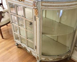 Glass chest w/marble top