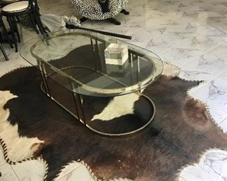 MCM coffee table on hide rug