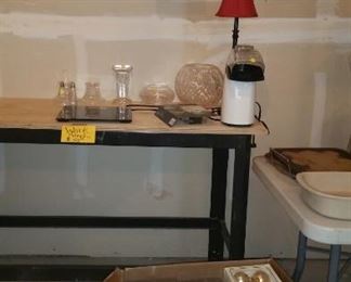 Work bench: $50.00; new LED floodlights, puzzles, glassware, Christmas ornaments, more