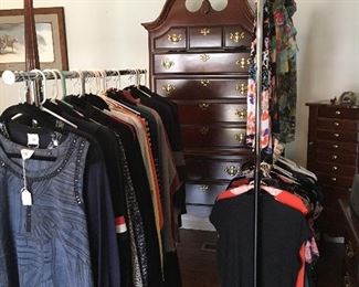 An extensive wardrobe of CABI Designer Clothing.  Beautiful Highboy Chest - part of a 5-piece Suite. 