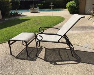Reclining Patio Chair with Ottoman. 