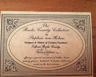 Stephen von Honen Huntboard Label. 