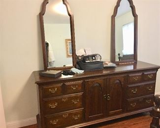 Beautiful large Dresser with Twin Mirrors. 