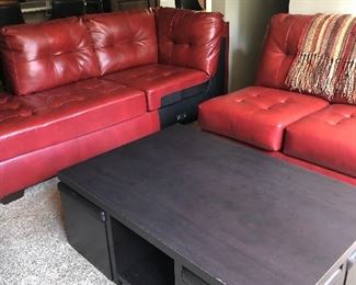 Modern Red Leather  Sectional Sofa
