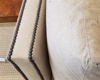 Ethan Allen Studded Oatmeal Couch