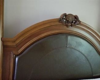 King Canopy Bed Leather Inlaid Headboard