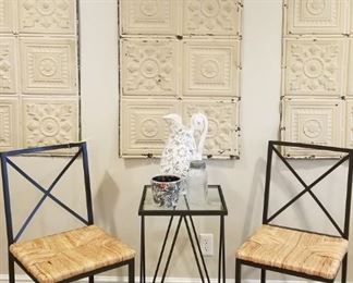 Metal Rush Seat Chairs and Table