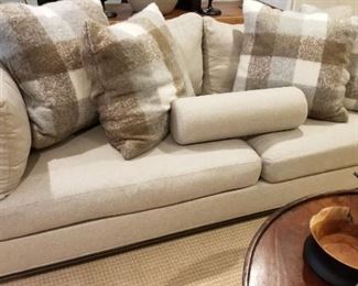 Ethan Allen Studded Oatmeal Sofa