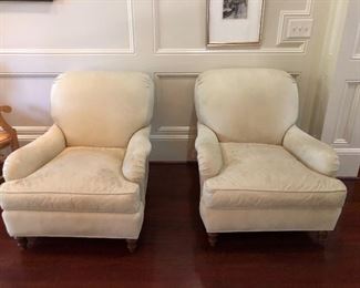 PAIR OF WHITE LEATHER CLUB CHAIRS