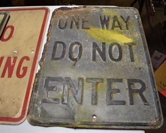 1930's One Way Do Not Enter Sign
