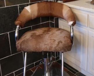 Hide covered barber chair