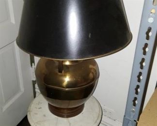 Brass Lamp on marble top stool