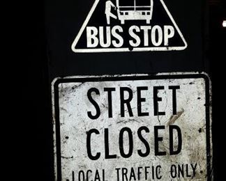 Bus Stop Street Closed Local Traffic Only & CTA Bus Stop Signs