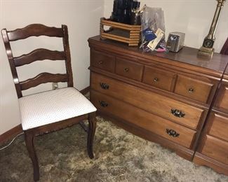 Lots of furniture in this house--maple chest and student desk by Sumpter Cabinet shown here with single chair.
