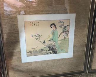 Wonderful collection of Asian-themed decor--framed prints, table-top decor and figurines and furniture.