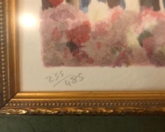 Framed print, "Fence Garden I" by J. Askins, signed and numbered.