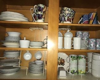 Kitchen full of great items--dinnerware, flatware, bowls, serving pieces, utensils, glassware, and small appliances.