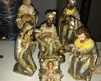 Vintage (Japan) metallic painted Nativity set.