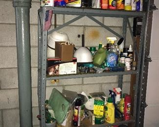 Shelf full of assorted products.