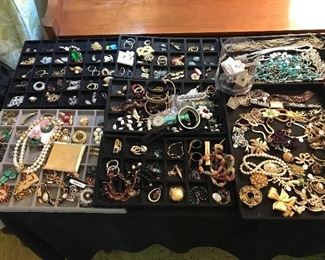 Lots and lots of vintage and contemporary costume jewelry.