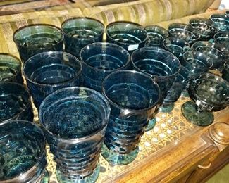 40 pieces Riviera Blue glasses by Whitehall.