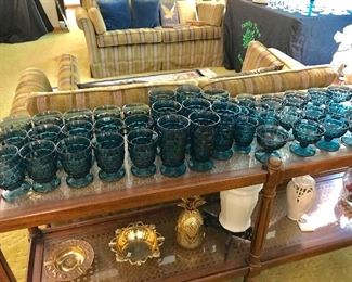 40 pieces Riviera Blue glasses by Whitehall.